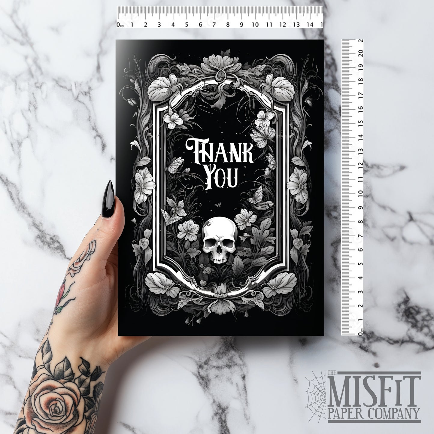 Floral Skull Thank You Card