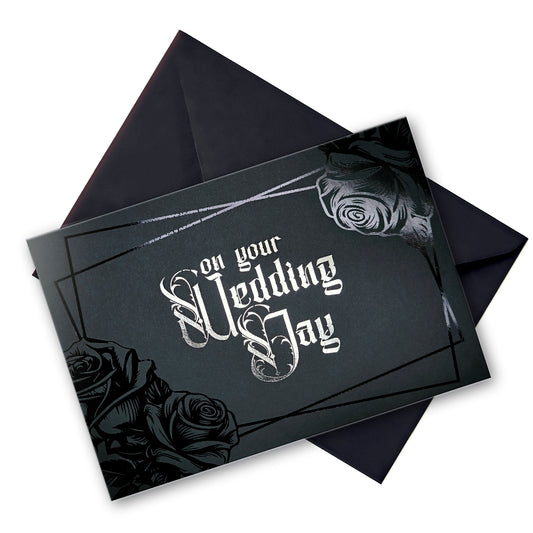 Black Rose Foil Wedding Card
