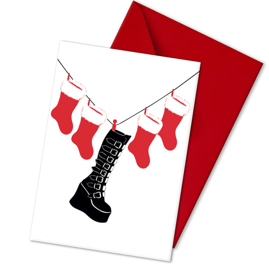 Gothic Boot Stocking Large Holiday Card