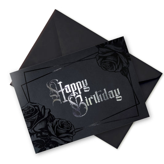 Black Rose Foil Birthday Card