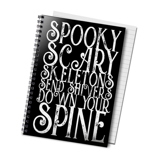 Gruseliges Skelett-Notizbuch im A5-Format mit Spiralbindung