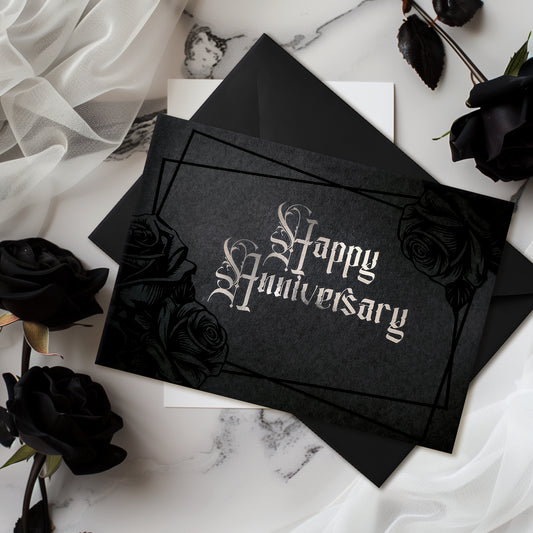 Black Rose Foil Anniversary Card
