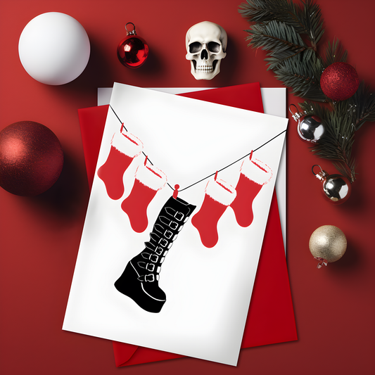 Gothic Boot Stocking Large Holiday Card