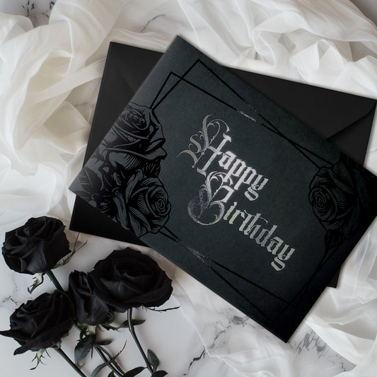 Black Rose Foil Birthday Card