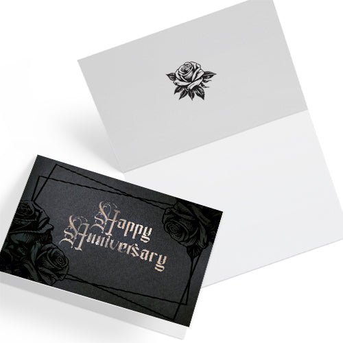 Schwarze Hochzeitskarte mit Rosenfolie