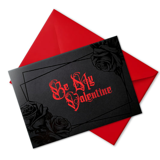 Be My Valentine: Foiled Black Rose Card