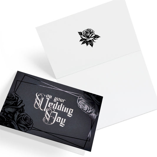 Black Rose Foil Wedding Card