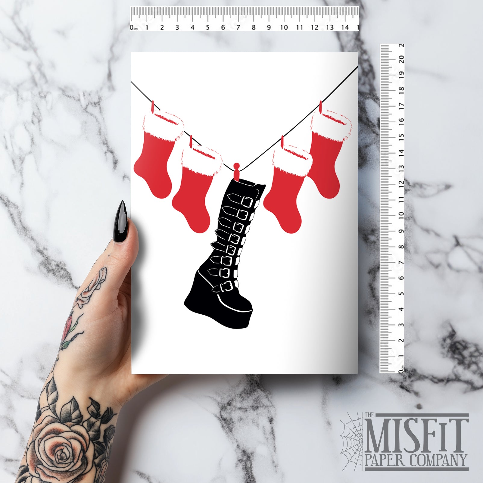 Gothic Boot Stocking Large Holiday Card