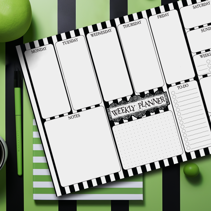 Beetlejuice wekelijkse bureauplanner