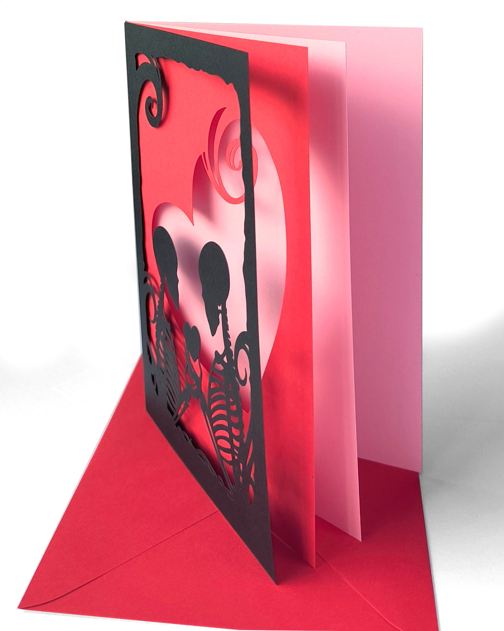 Skeleton Papercut Love Card - Handmade