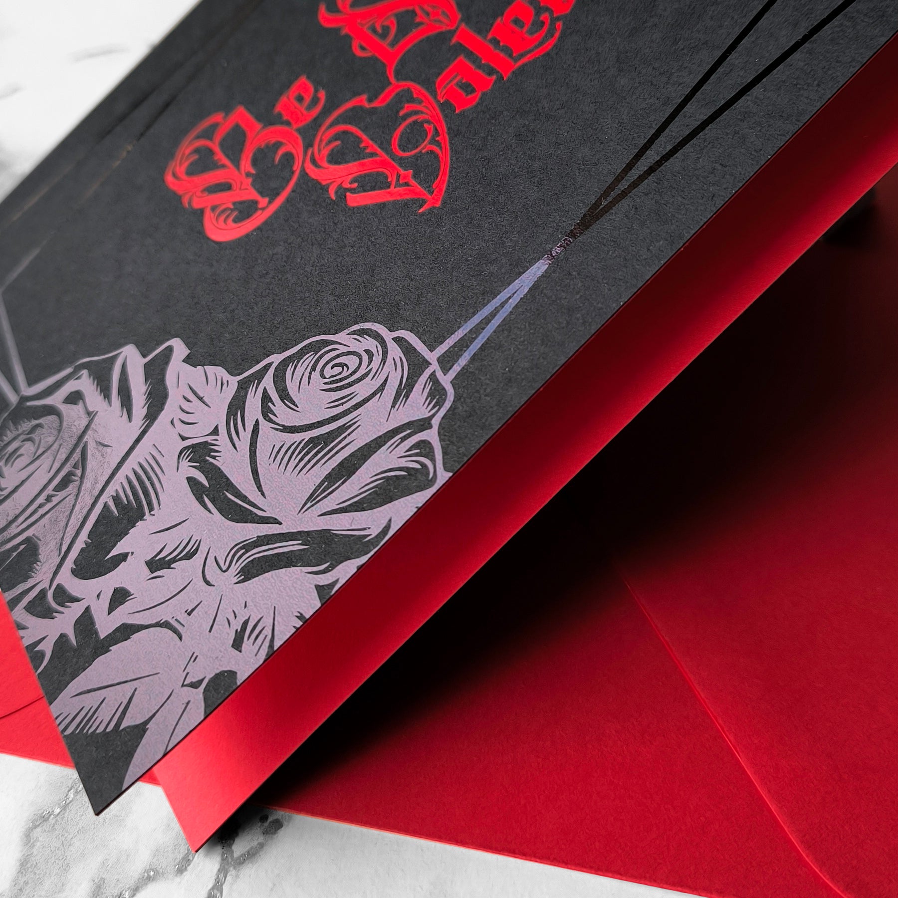 Be My Valentine: Foiled Black Rose Card
